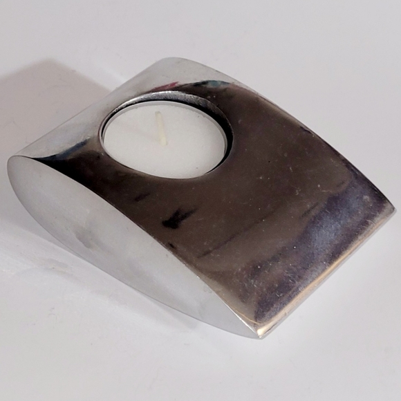 Tealight Candle Holder, Silver-tone Metal, Solid - Picture 3 of 7